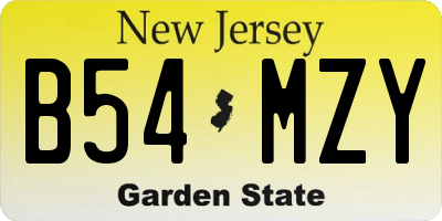 NJ license plate B54MZY