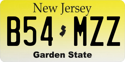 NJ license plate B54MZZ
