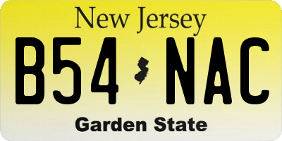 NJ license plate B54NAC