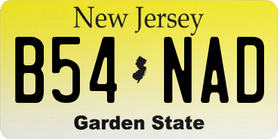 NJ license plate B54NAD