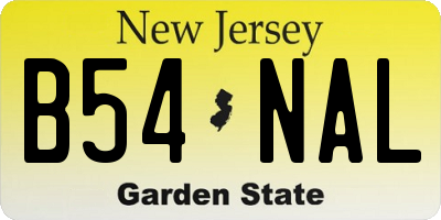 NJ license plate B54NAL