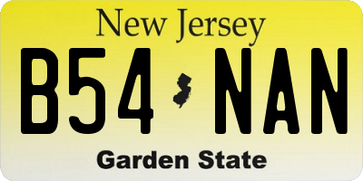 NJ license plate B54NAN