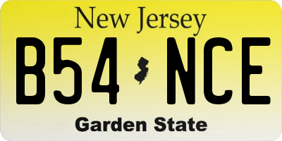 NJ license plate B54NCE