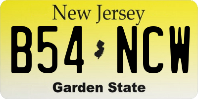 NJ license plate B54NCW