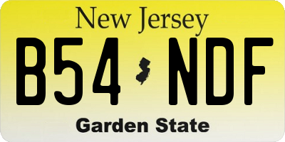 NJ license plate B54NDF