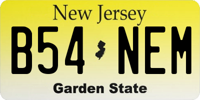 NJ license plate B54NEM