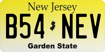 NJ license plate B54NEV