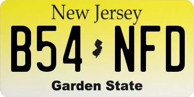 NJ license plate B54NFD
