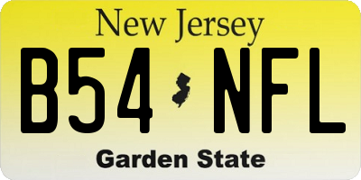 NJ license plate B54NFL
