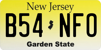NJ license plate B54NFO