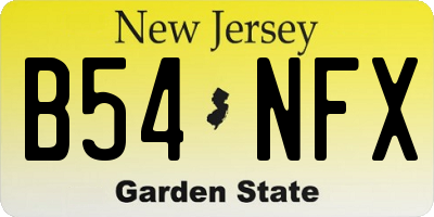 NJ license plate B54NFX
