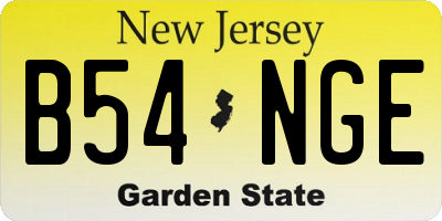 NJ license plate B54NGE