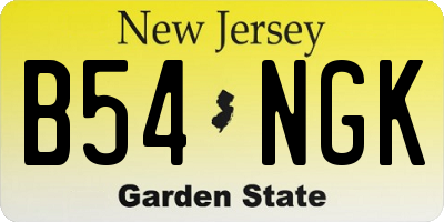 NJ license plate B54NGK