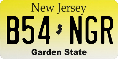 NJ license plate B54NGR