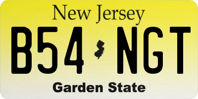 NJ license plate B54NGT