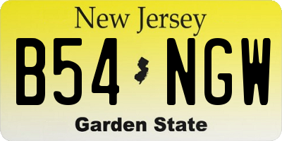 NJ license plate B54NGW