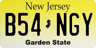 NJ license plate B54NGY