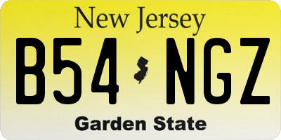 NJ license plate B54NGZ