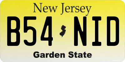 NJ license plate B54NID