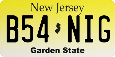 NJ license plate B54NIG