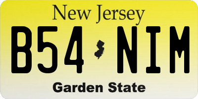 NJ license plate B54NIM