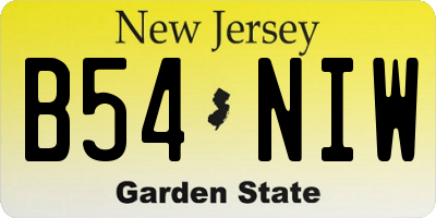 NJ license plate B54NIW