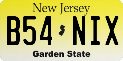 NJ license plate B54NIX