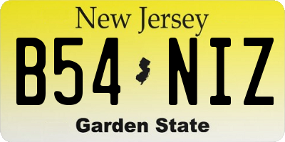 NJ license plate B54NIZ