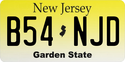 NJ license plate B54NJD