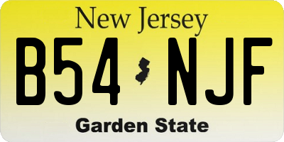 NJ license plate B54NJF