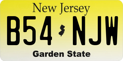 NJ license plate B54NJW