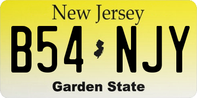 NJ license plate B54NJY