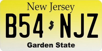 NJ license plate B54NJZ
