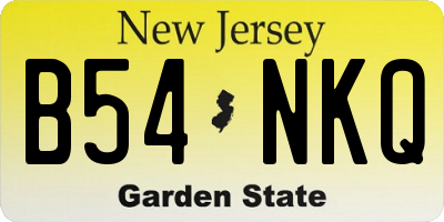 NJ license plate B54NKQ