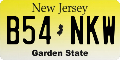 NJ license plate B54NKW