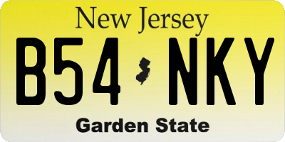 NJ license plate B54NKY
