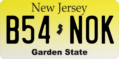 NJ license plate B54NOK