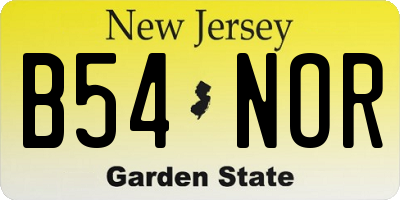 NJ license plate B54NOR