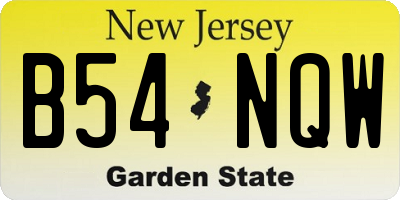 NJ license plate B54NQW