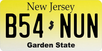 NJ license plate B54NUN