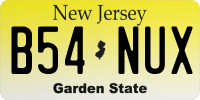 NJ license plate B54NUX