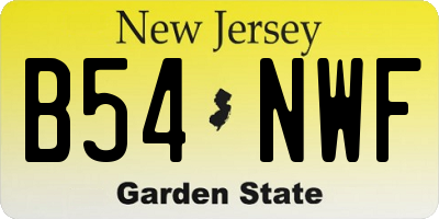 NJ license plate B54NWF