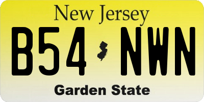 NJ license plate B54NWN