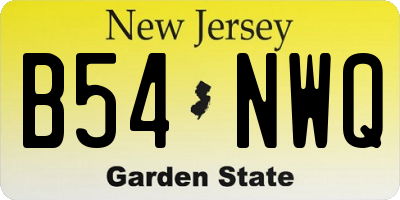 NJ license plate B54NWQ