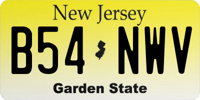 NJ license plate B54NWV