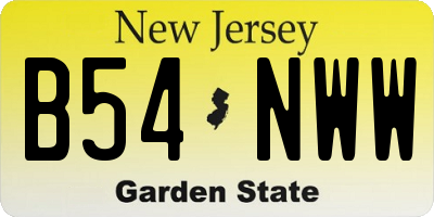 NJ license plate B54NWW