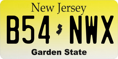 NJ license plate B54NWX