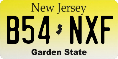 NJ license plate B54NXF