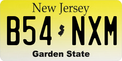 NJ license plate B54NXM