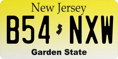NJ license plate B54NXW